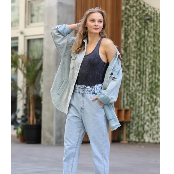 MINERAL WASH RACERBACK TANK BODYSUIT W/ SNAP CLOSURE - Picture 5 of 12